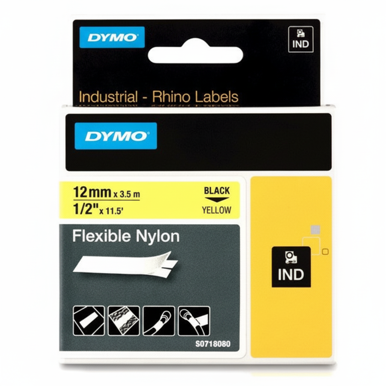 Original OEM Tape DYMO 18490 (18490) (Yellow) (12 mm, 3,5 m, Yellow)