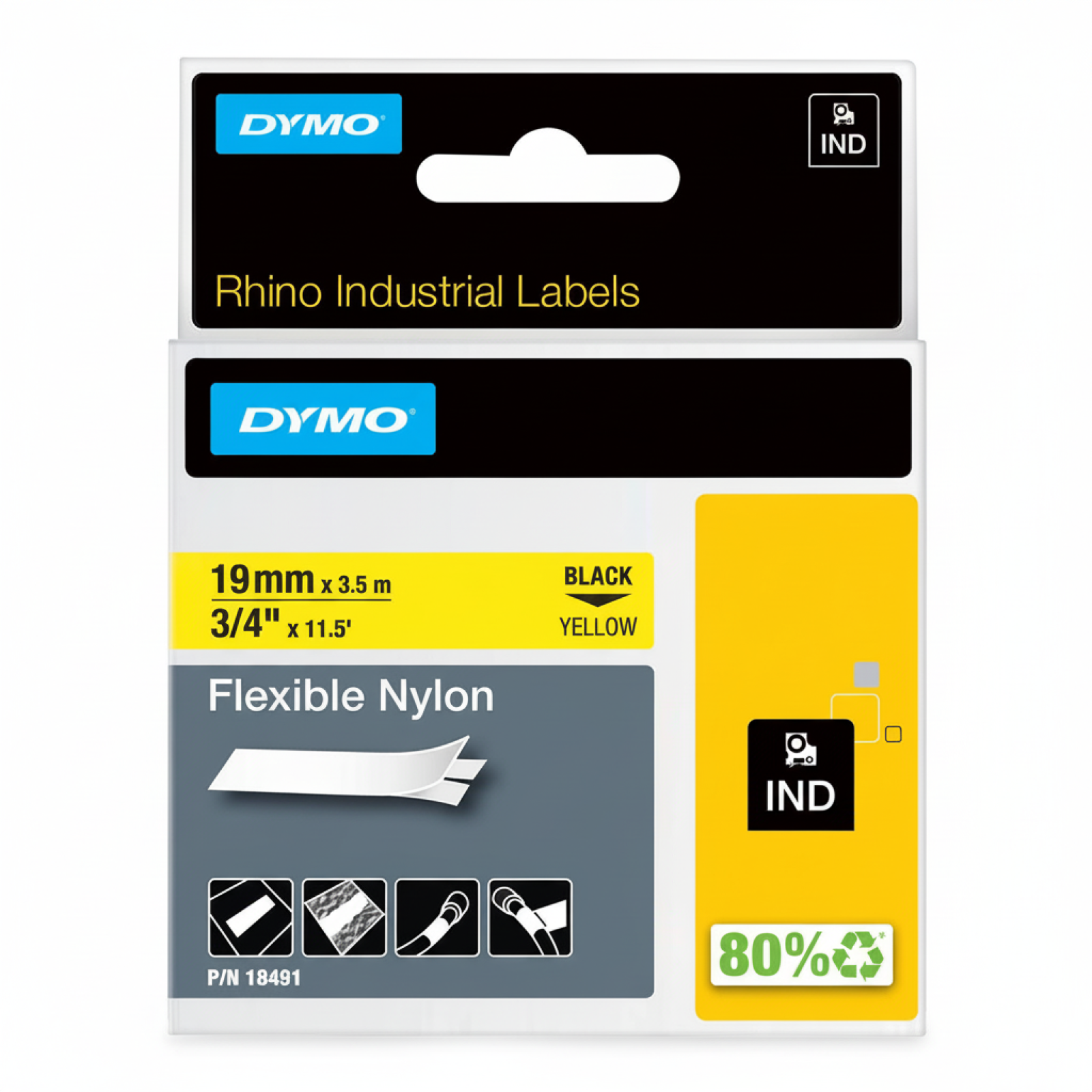Original OEM Tape DYMO 18491 (18491) (Yellow) (19 mm, 3,5 m, Yellow)