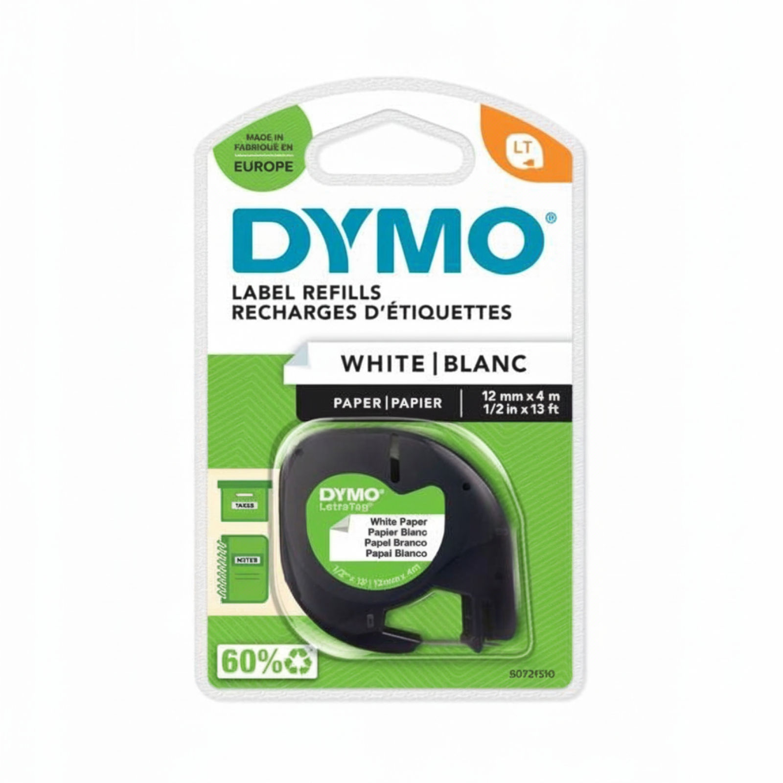 Original OEM Tape DYMO LT-59421 (LT-59421) (White) (12 mm, 4 m, White)
