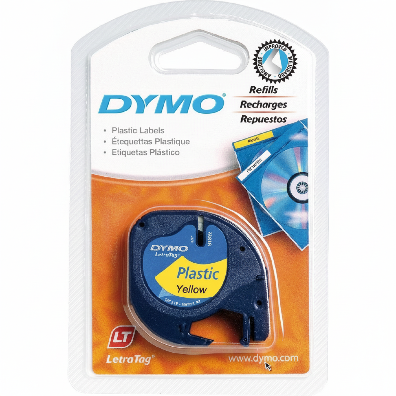 Original OEM Tape DYMO LT-59423 (LT-59423) (Yellow) (12 mm, 4 m, Yellow)