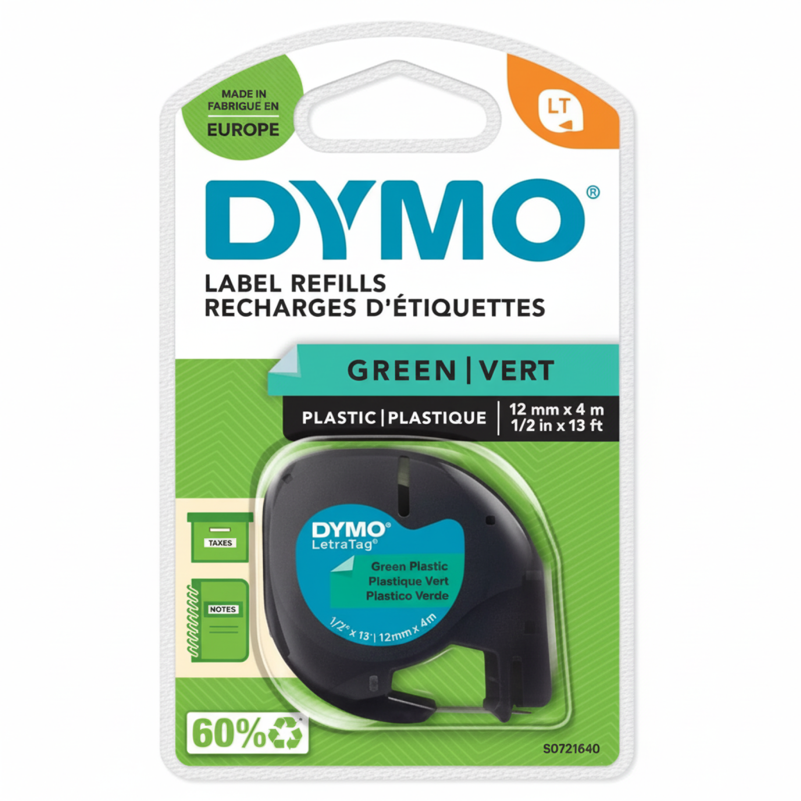 Original OEM Tape DYMO LT-59425 (LT-59425) (Green) (12 mm, 4 m, Green)