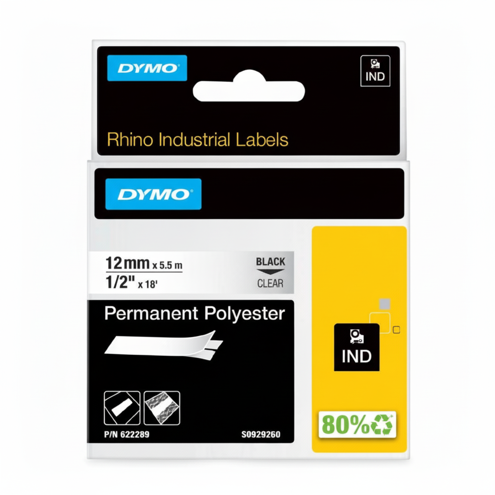 Original OEM Tape DYMO 622289 (622289) (Transparent) (12 mm, 5,5 m, Transparent)