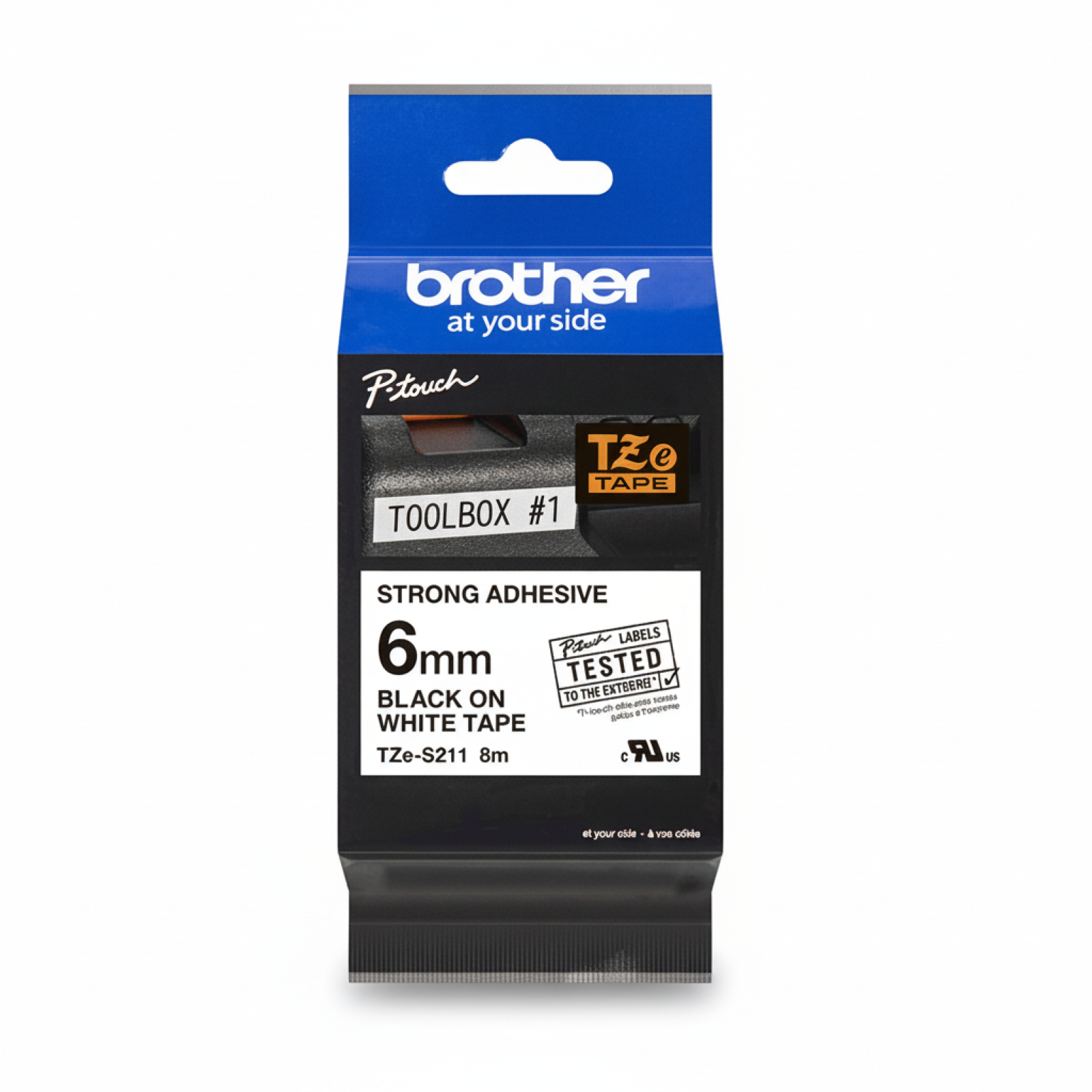 Original OEM Tape Brother TZe-S211 (TZe-S211) (White) (6 mm, 8 m, White)