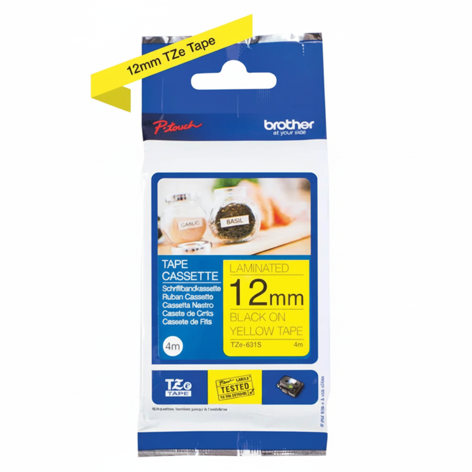 Original OEM Tape Brother TZe-631S (TZe-631S) (Yellow) (12 mm, 4 m, Yellow)