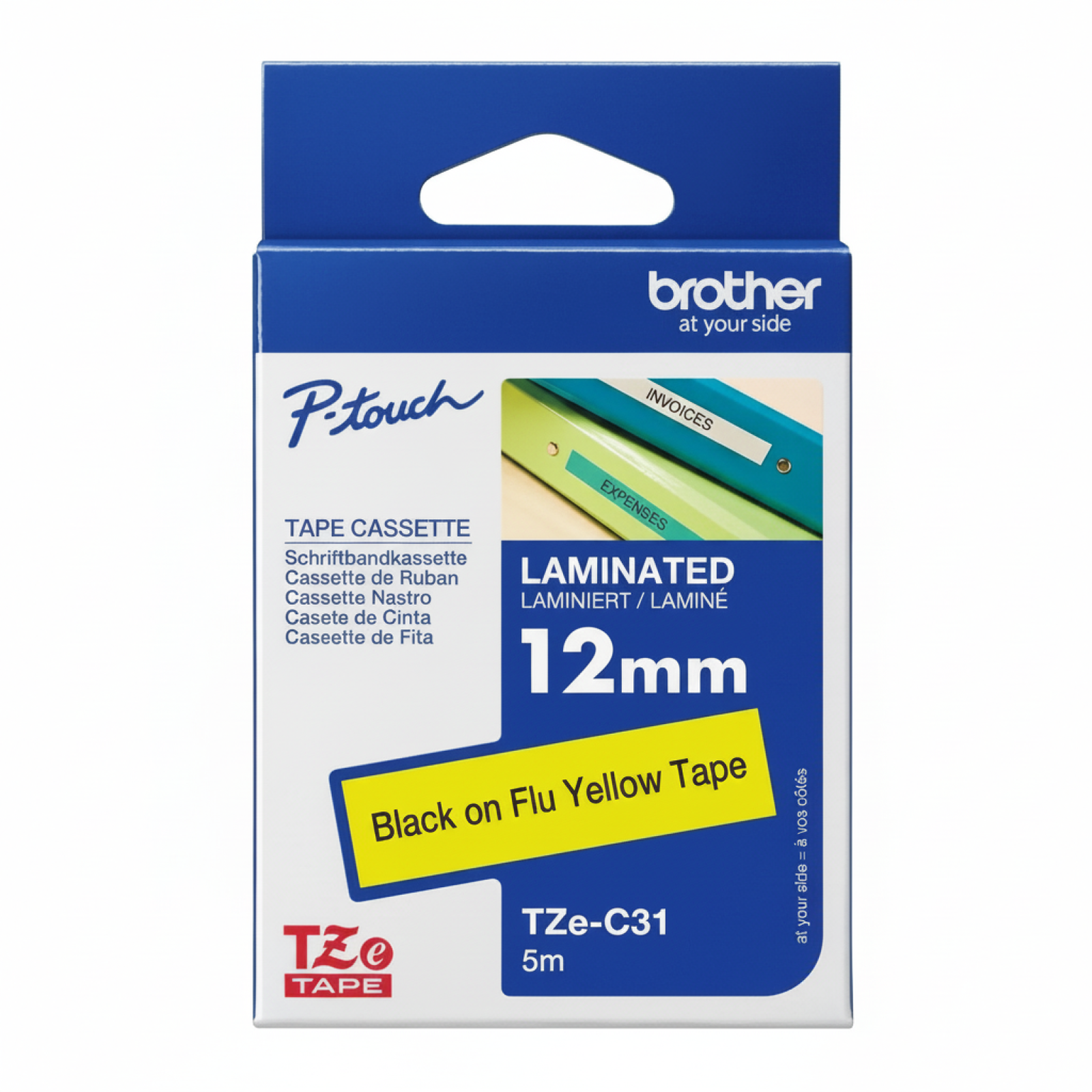 Original OEM Tape Brother TZe-C31 (TZe-C31) (Yellow) (12 mm, 5 m, Yellow)