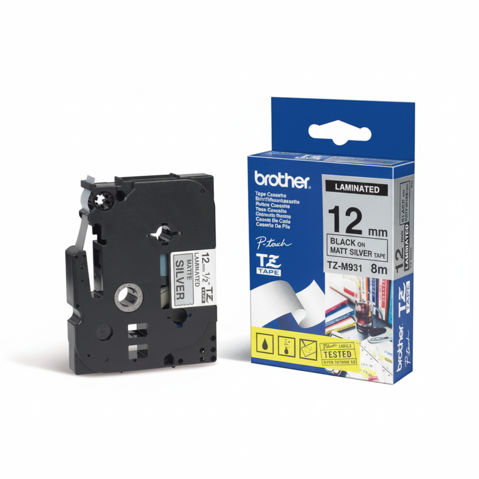 Original OEM Tape Brother TZe-M931 (TZe-M931) (Silver matt) (12 mm, 8 m, Silver matt)