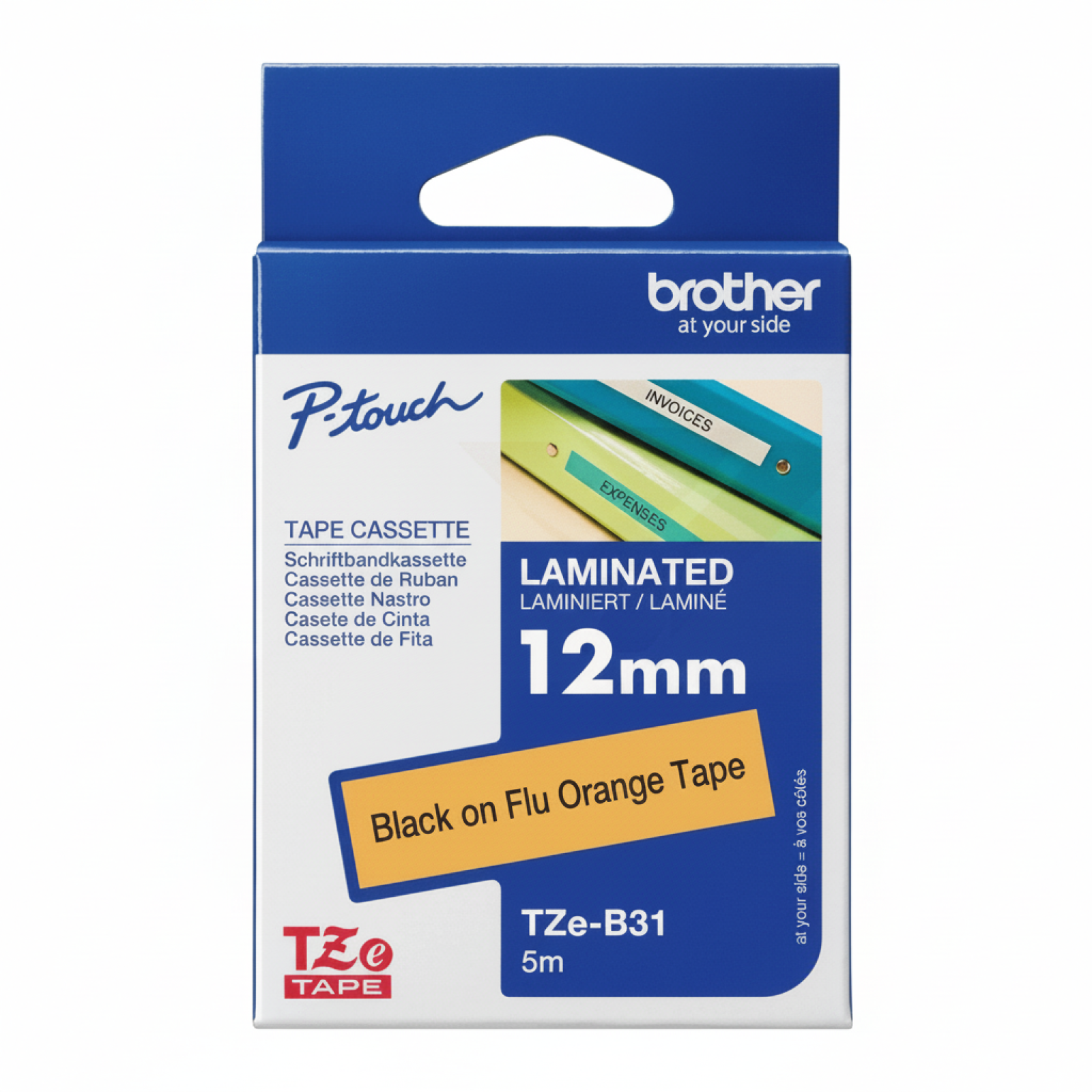 Original OEM Tape Brother TZe-B31 (TZe-B31) (Orange) (12 mm, 12 m, Orange)