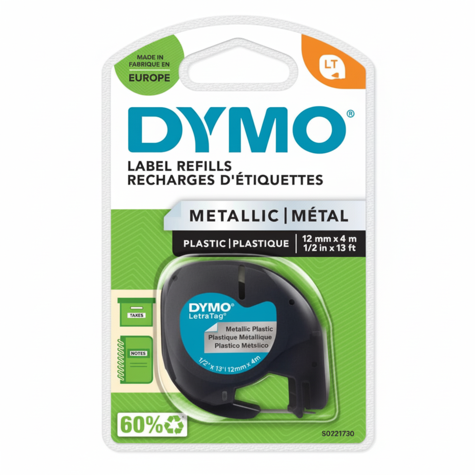 Original OEM Tape DYMO LT-59429 (LT-59429) (Silver) (12 mm, 4 m, Silver)