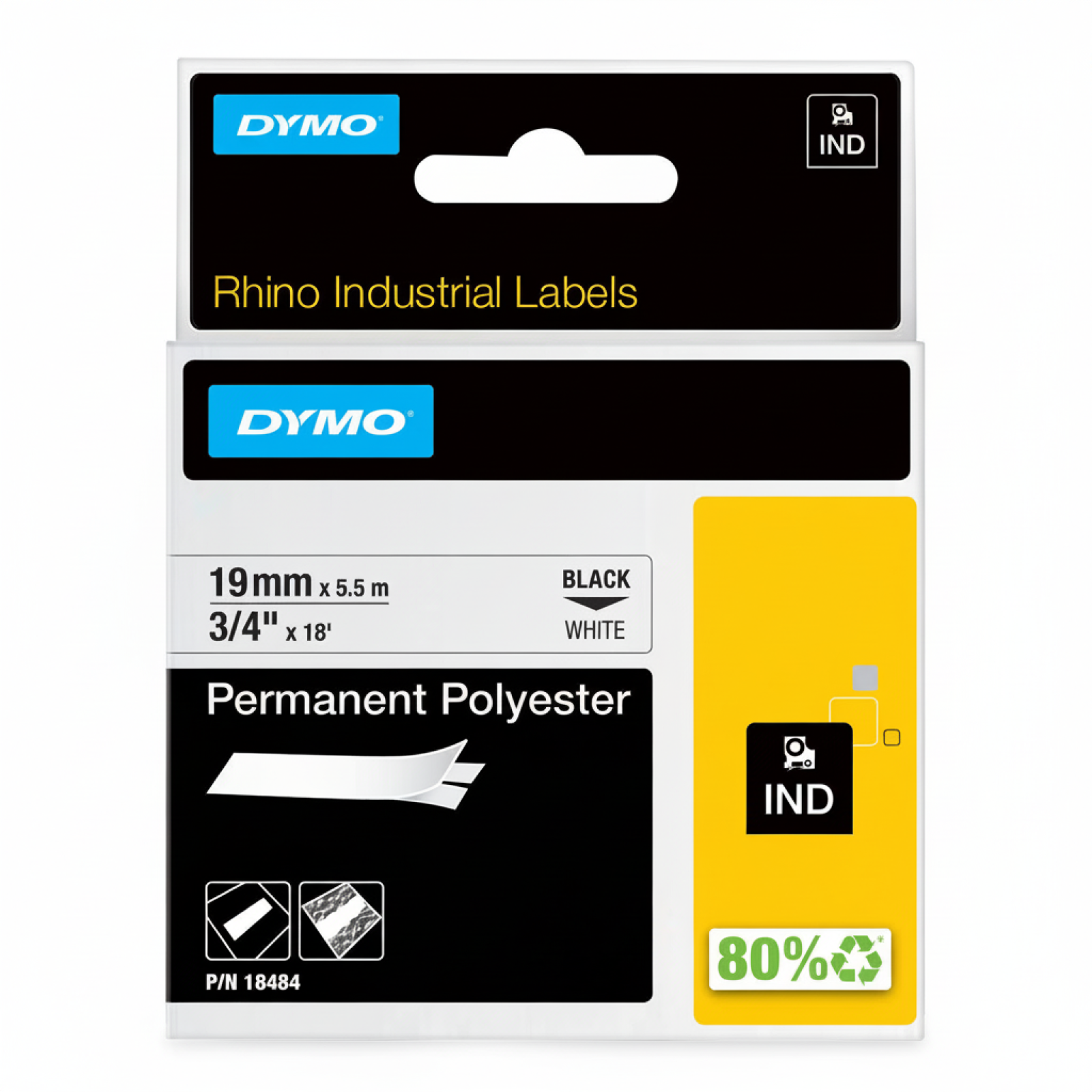 Original OEM Tape DYMO 18484 (18484) (White) (19 mm, 5,5 m)