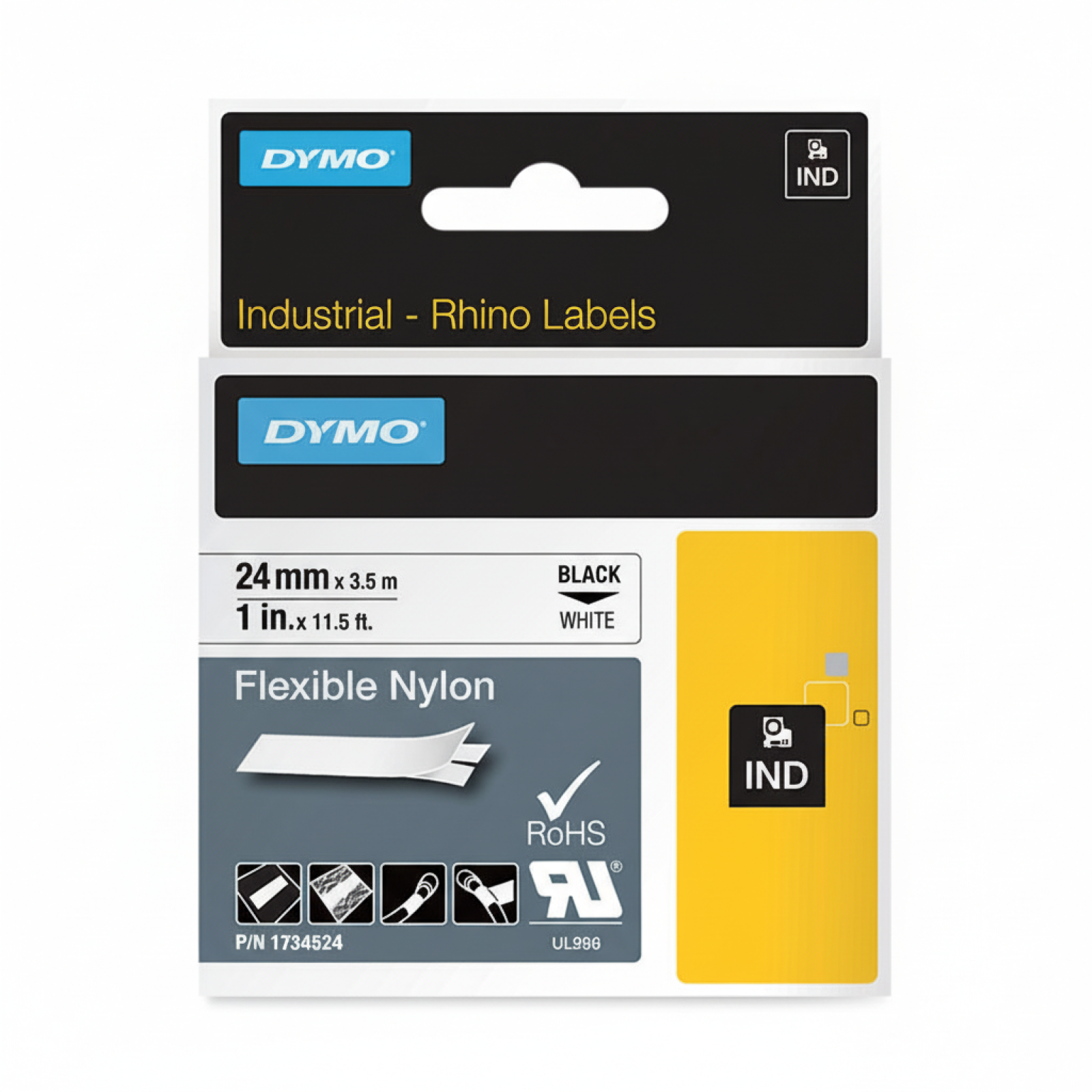 Original OEM Tape DYMO 1734524 (1734524) (White) (24 mm, 3,5 m, White)