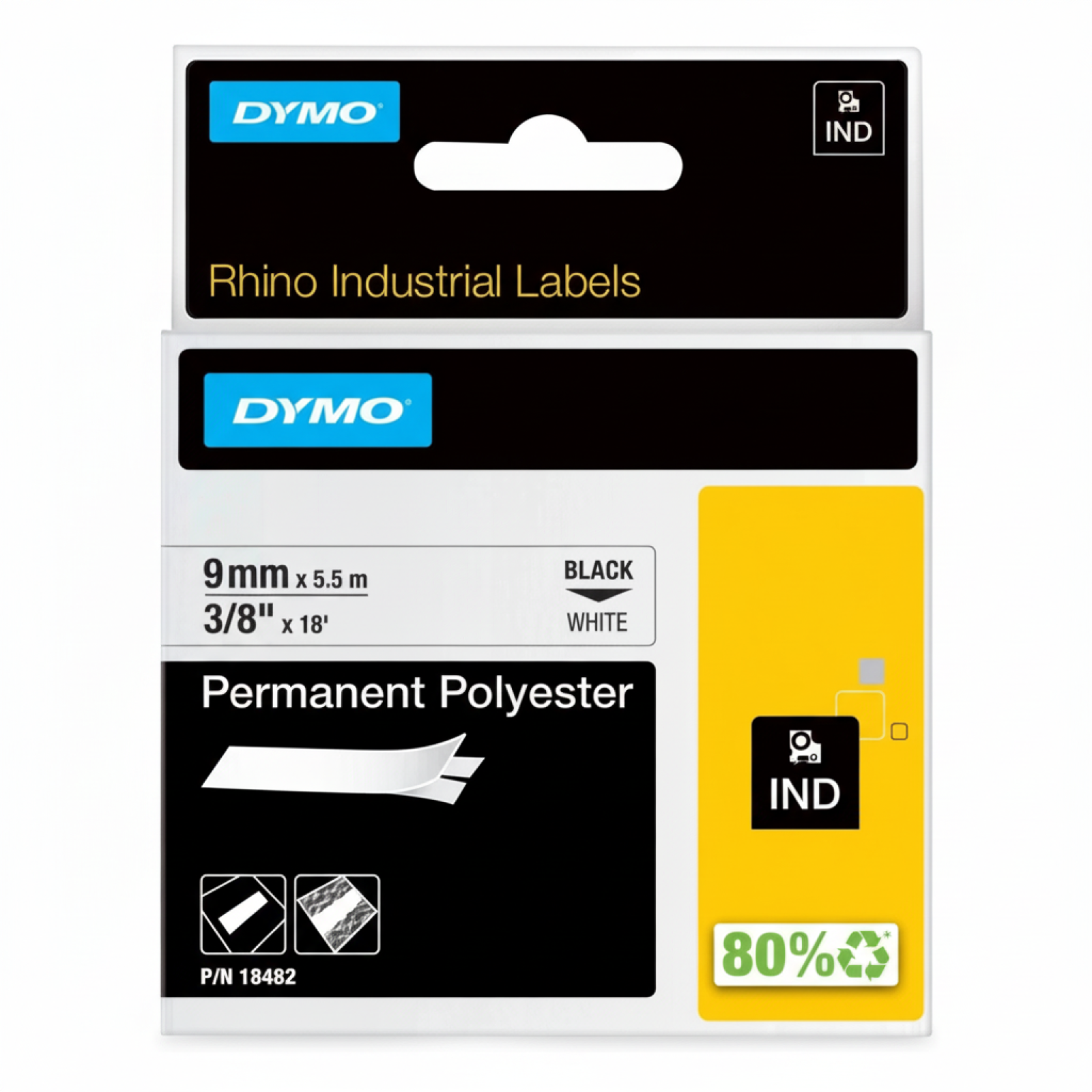 Original OEM Tape DYMO 18482 (18482) (White) (9 mm, 5,5 m, White)