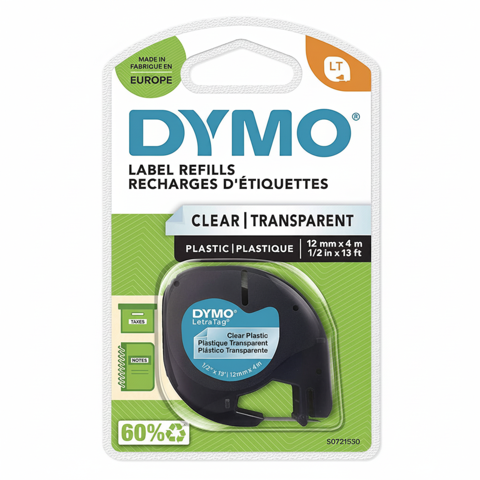Original OEM Tape DYMO LT-12267 (LT-12267) (Transparent) (12 mm, 4 m, Transparent)