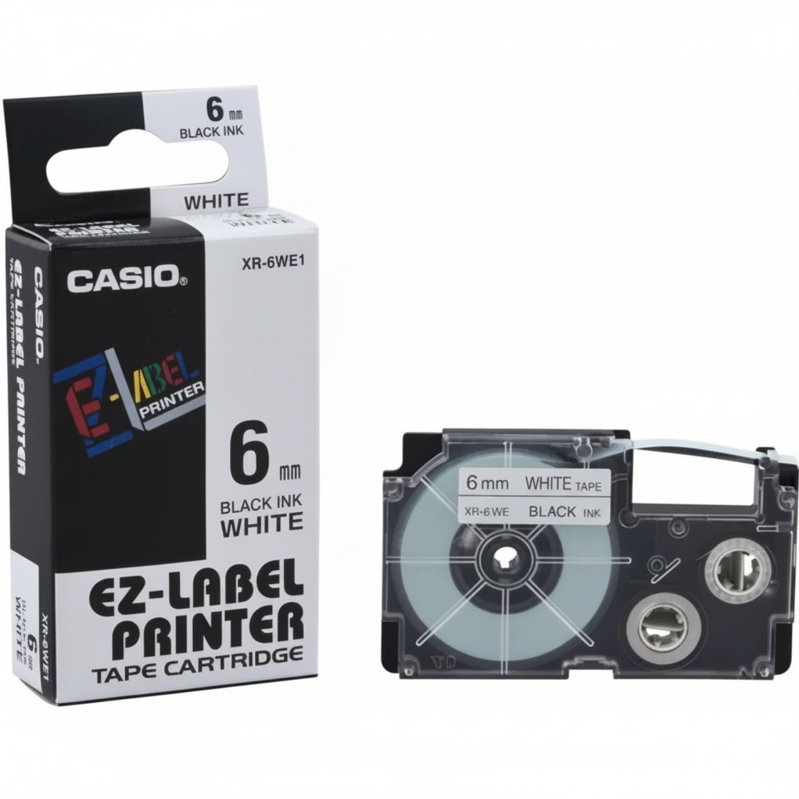 Original OEM Tape Casio XR-6WE1 (XR-6WE1) (White) (6 mm, 8 m, White)