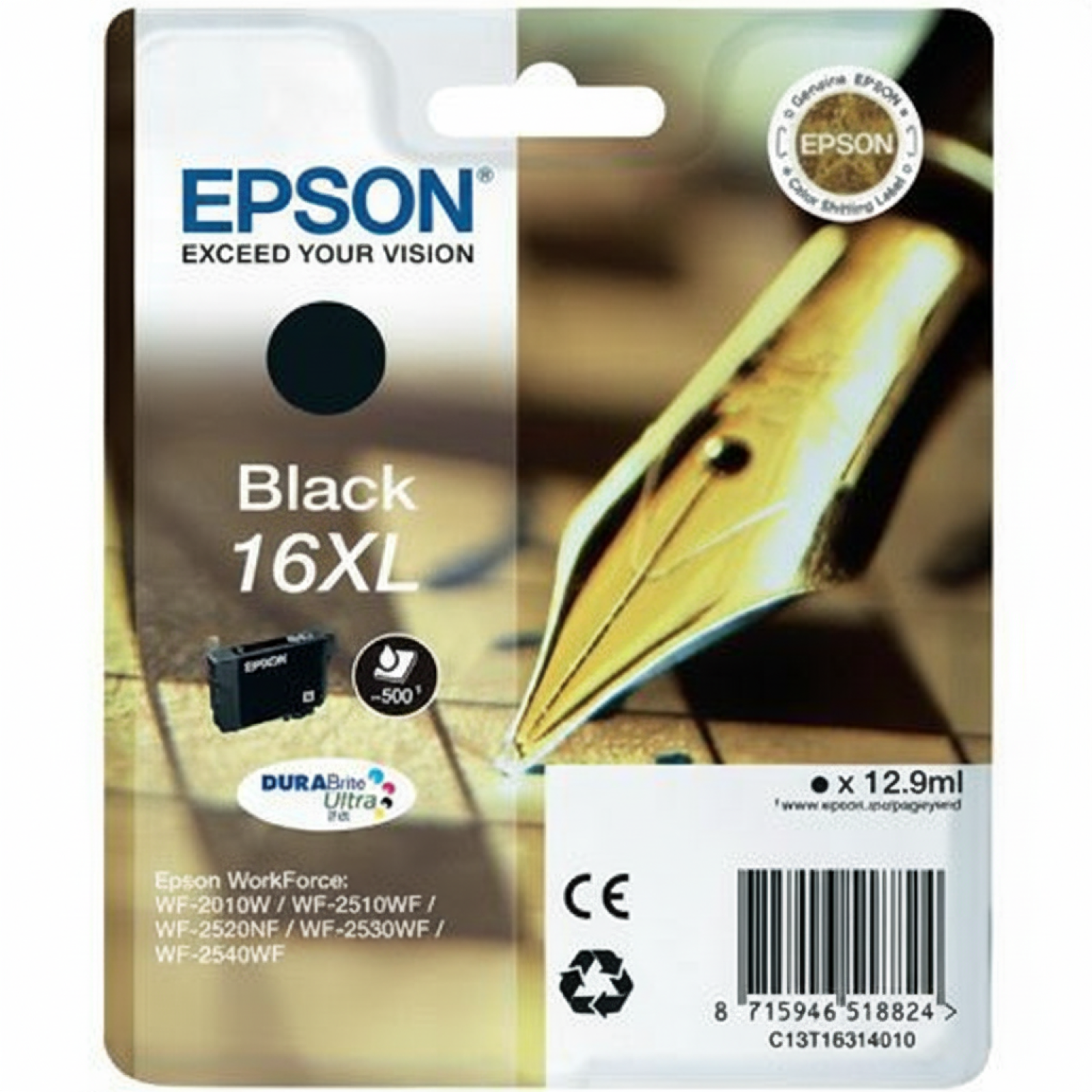 Original OEM Ink Cartridge Epson T1631 (16 XL) (C13T16314010) (Black)