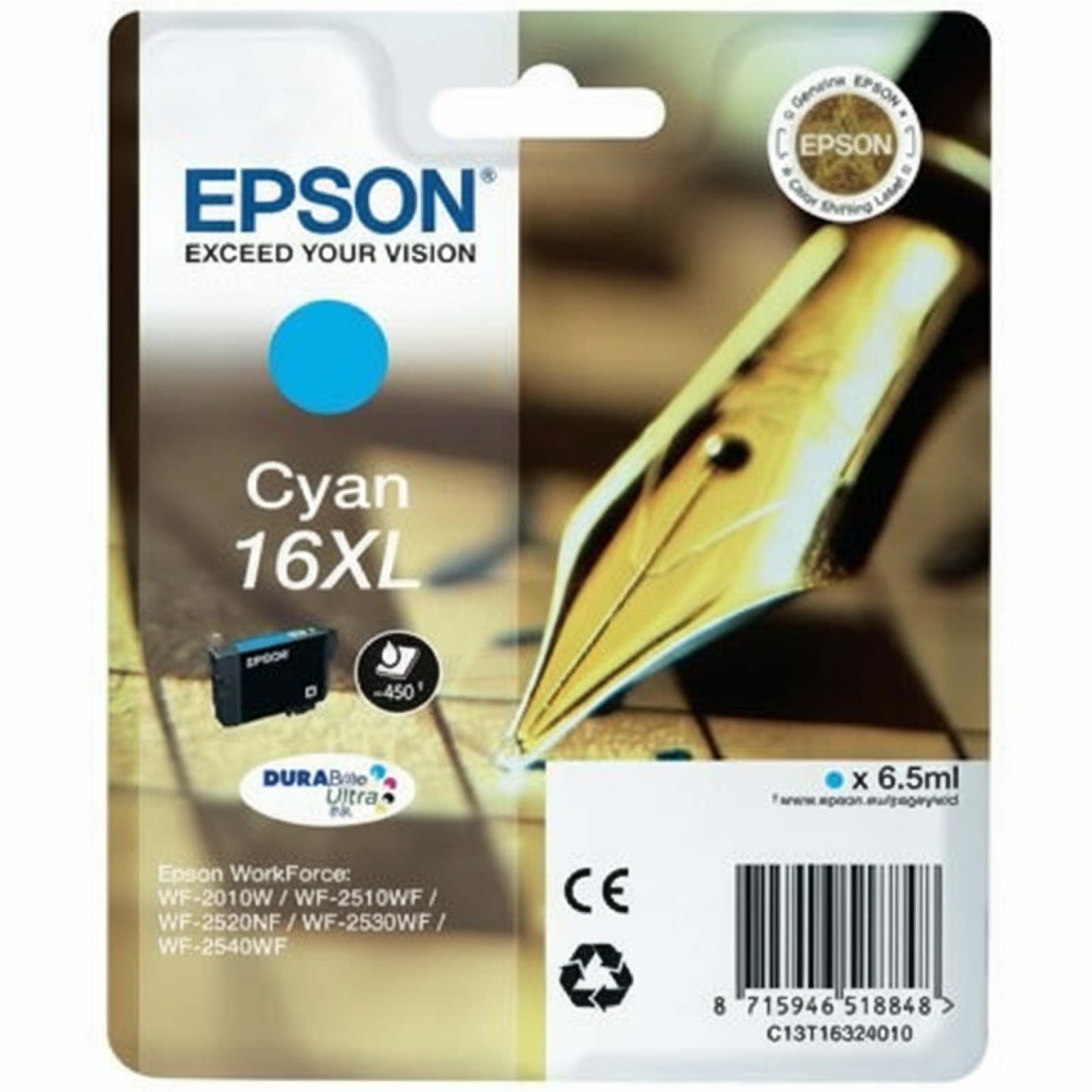 Original OEM Ink Cartridge Epson T1632 (16 XL) (C13T16324010) (Cyan)