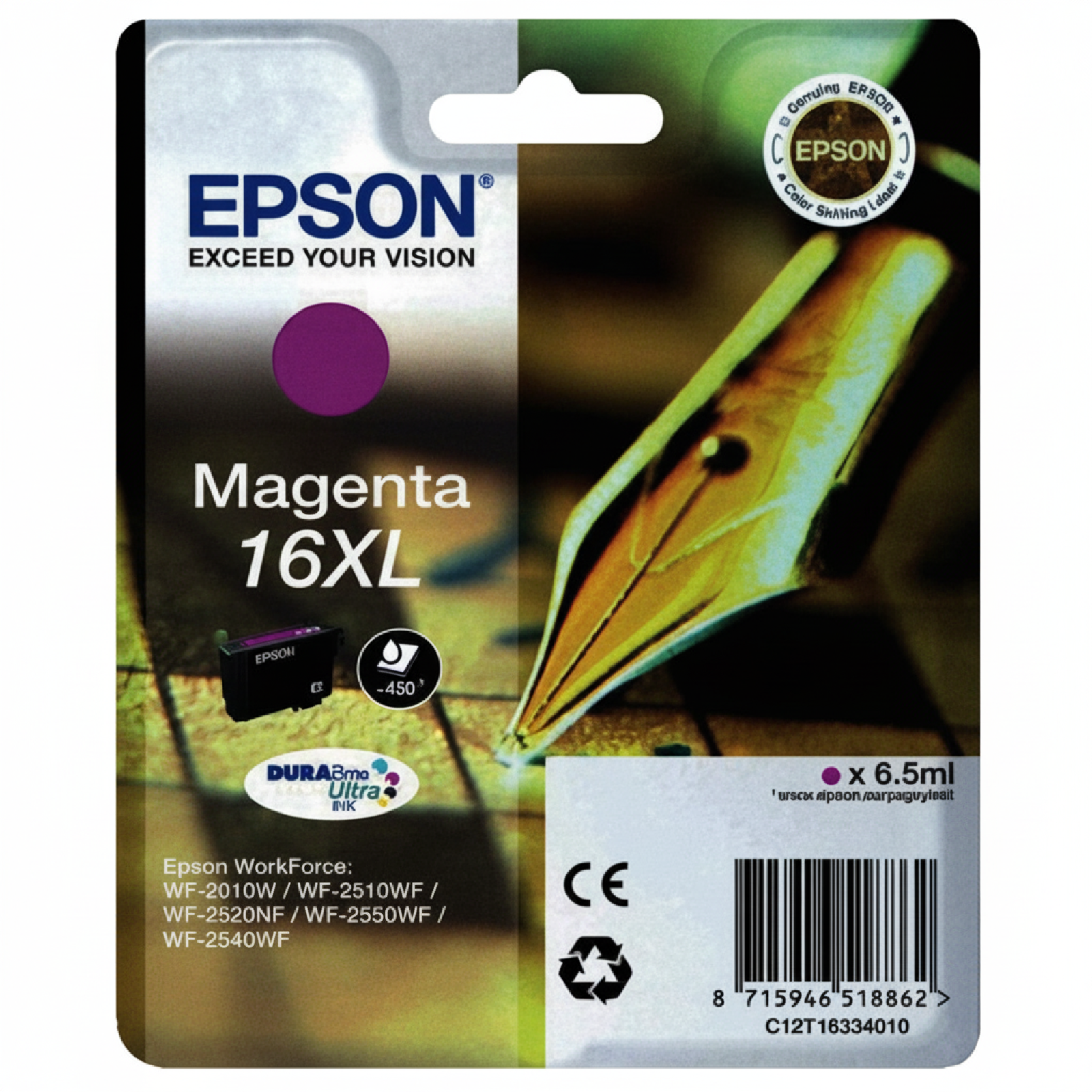 Original OEM Ink Cartridge Epson T1633 (16 XL) (C13T16334010) (Magenta)