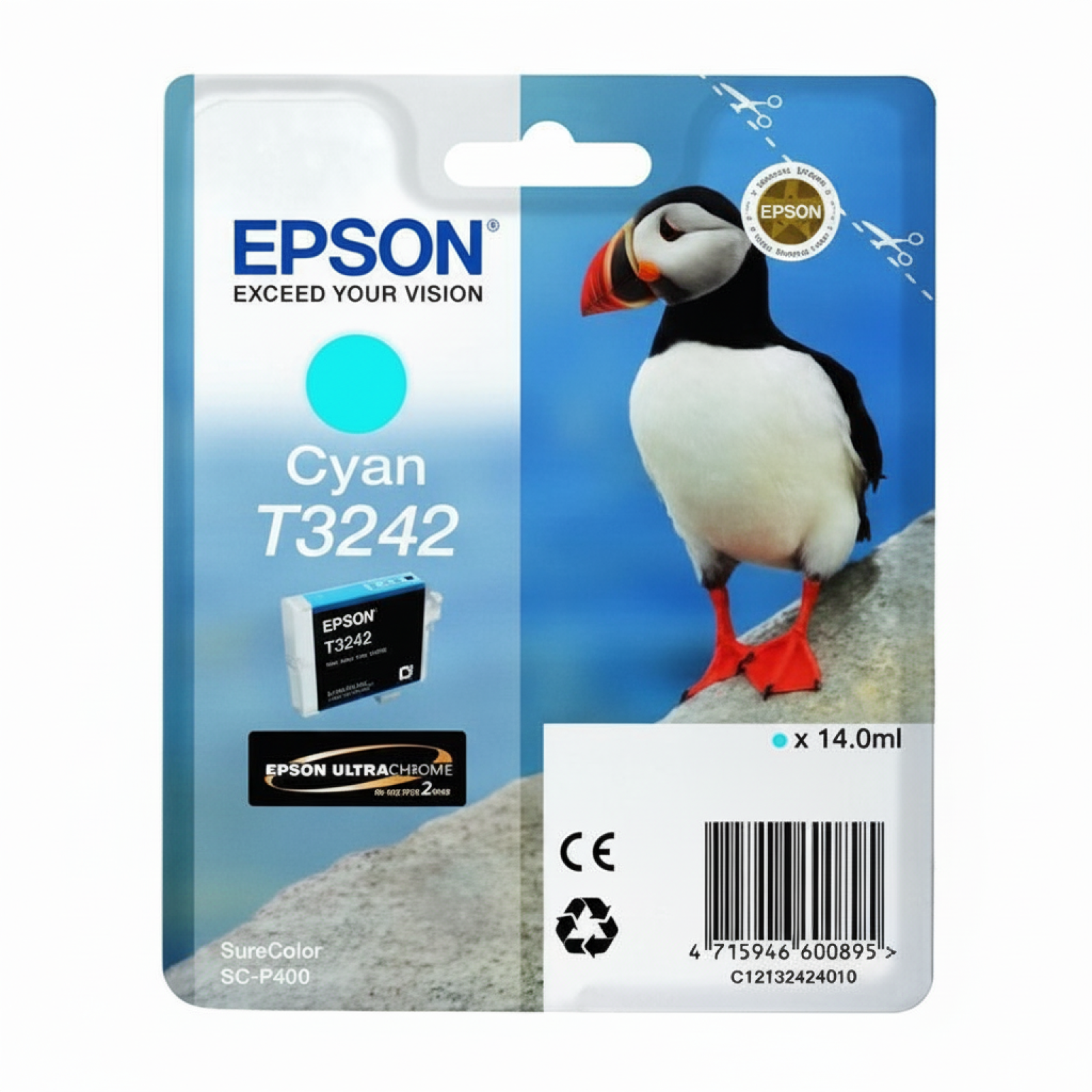 Original OEM Ink Cartridge Epson T3242 (C13T32424010 ) (Cyan)