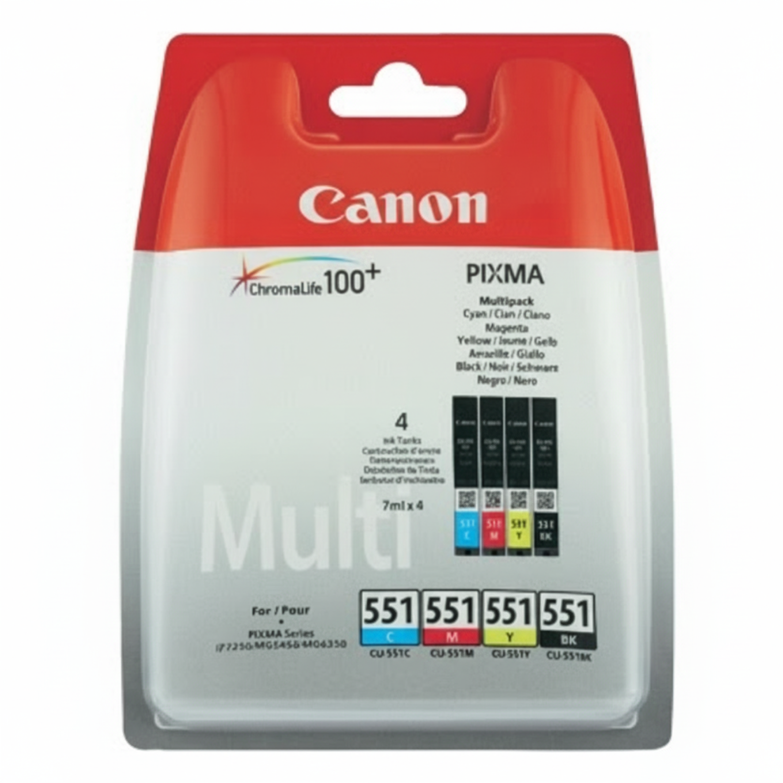 Original OEM Ink Cartridges Canon CLI-551 CMYK (6509B008, 6509B009) (4xpack)
