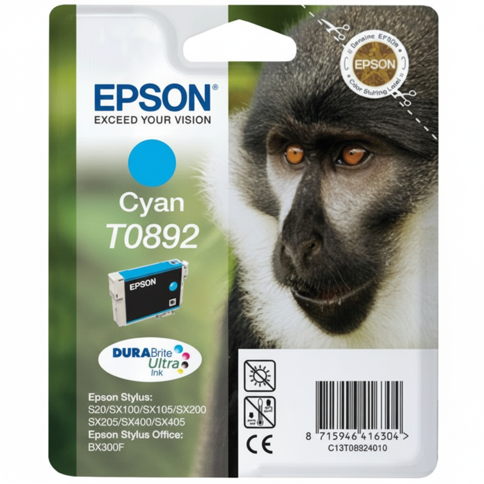 Original OEM Ink Cartridge Epson T0892 (C13T08924011) (Cyan)