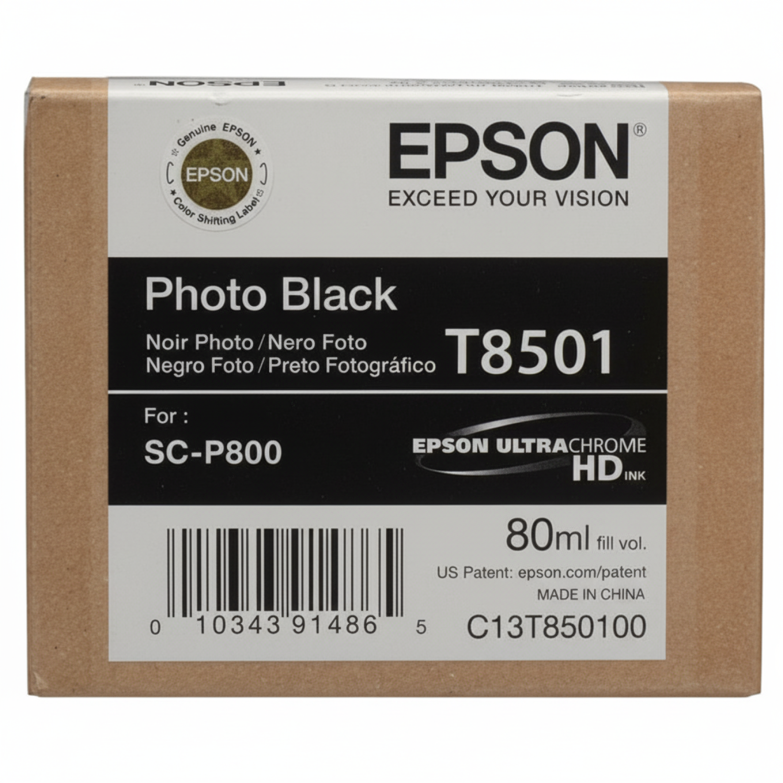 Original OEM Ink Cartridge Epson T8501 (C13T850100) (Black Photo)