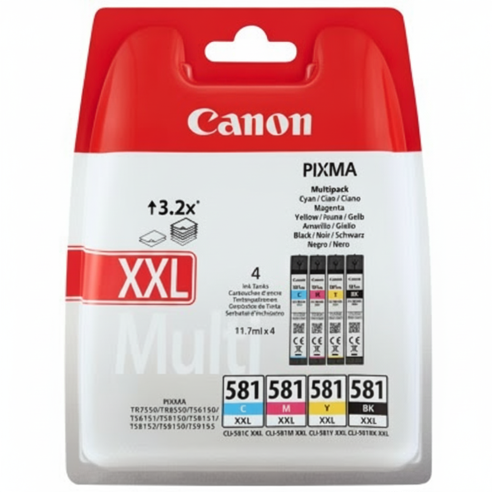 Original OEM Ink Cartridges Canon CLI-581 XXL CMYK (1998C005) (4xpack)