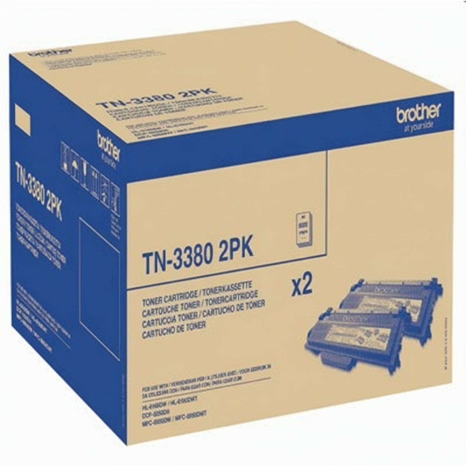 Original OEM Toners Brother TN-3380 TWIN (TN3380TWIN) (Black) (2-pack)