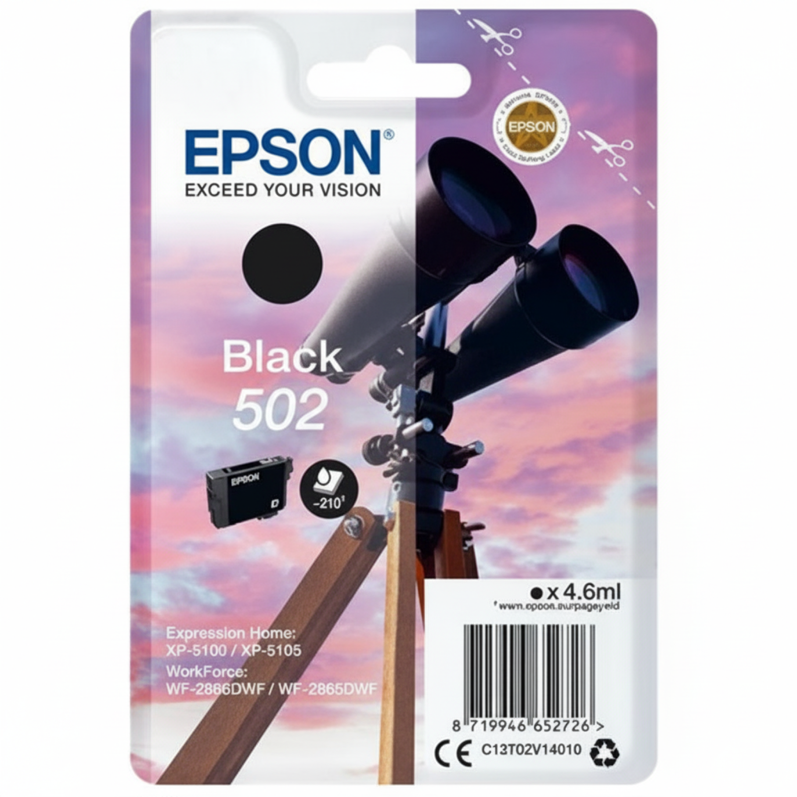 Original OEM Ink Cartridge Epson 502 (C13T02V14010) (Black)