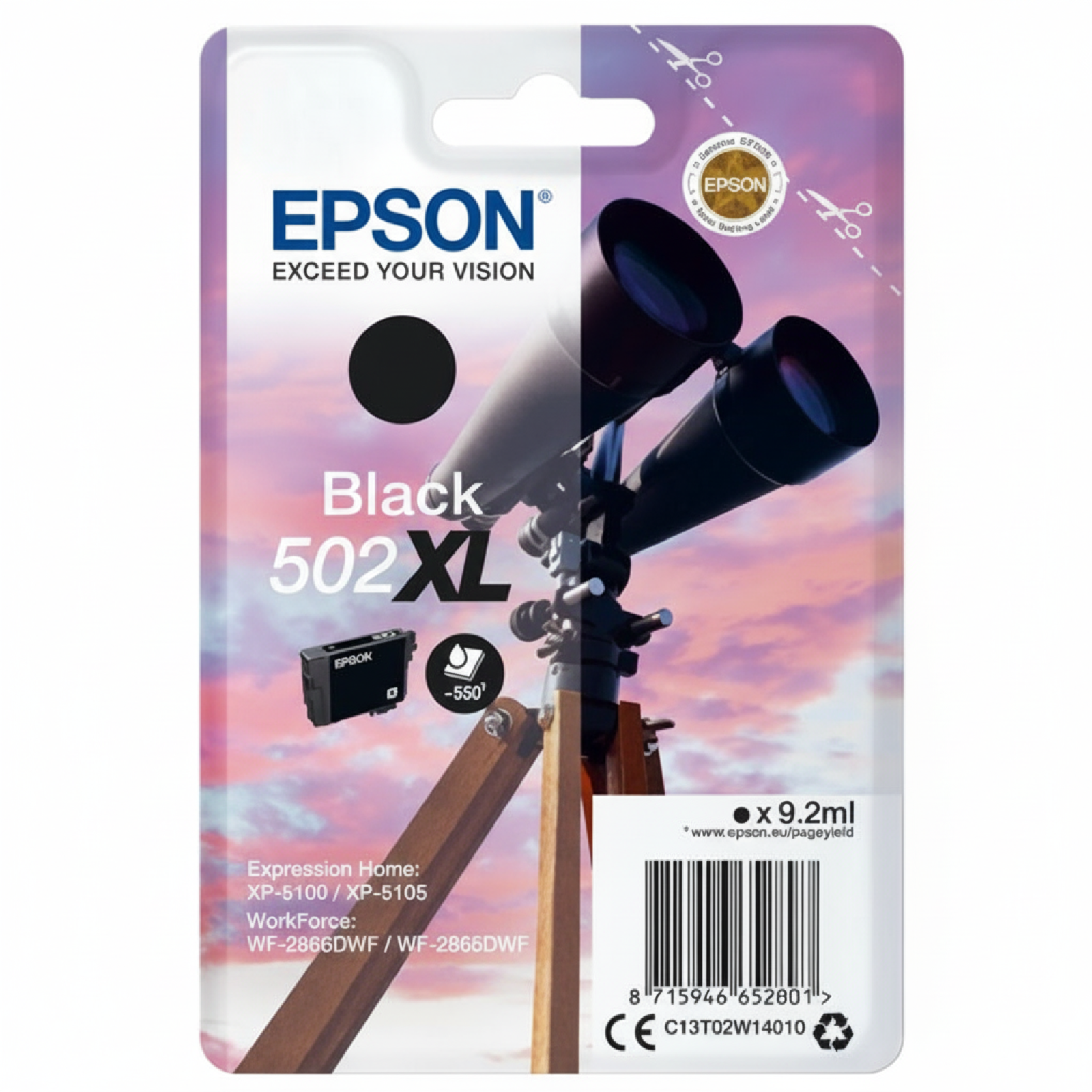 Original OEM Ink Cartridge Epson 502 XL (C13T02W14010) (Black)