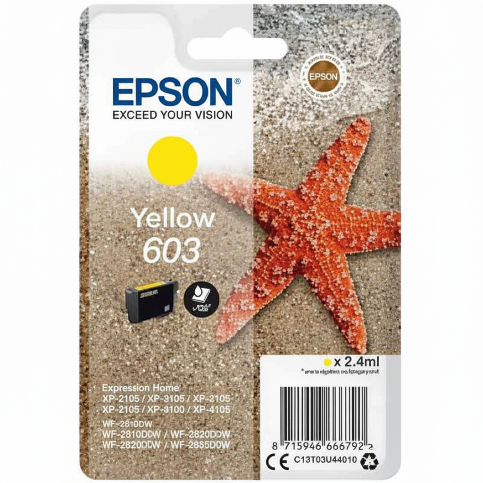 Original OEM Ink Cartridge Epson 603 (C13T03U44020) (Yellow)