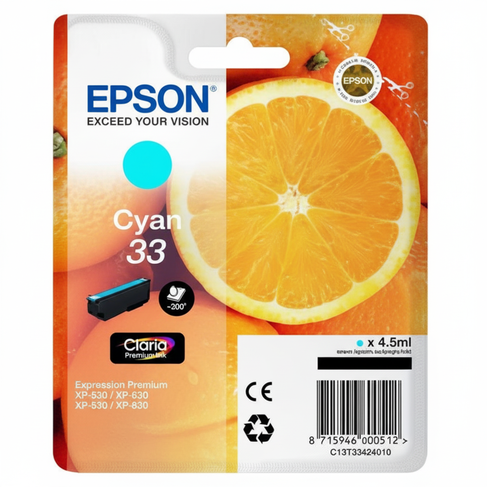 Original OEM Ink Cartridge Epson T3342 (C13T33424012) (Cyan)