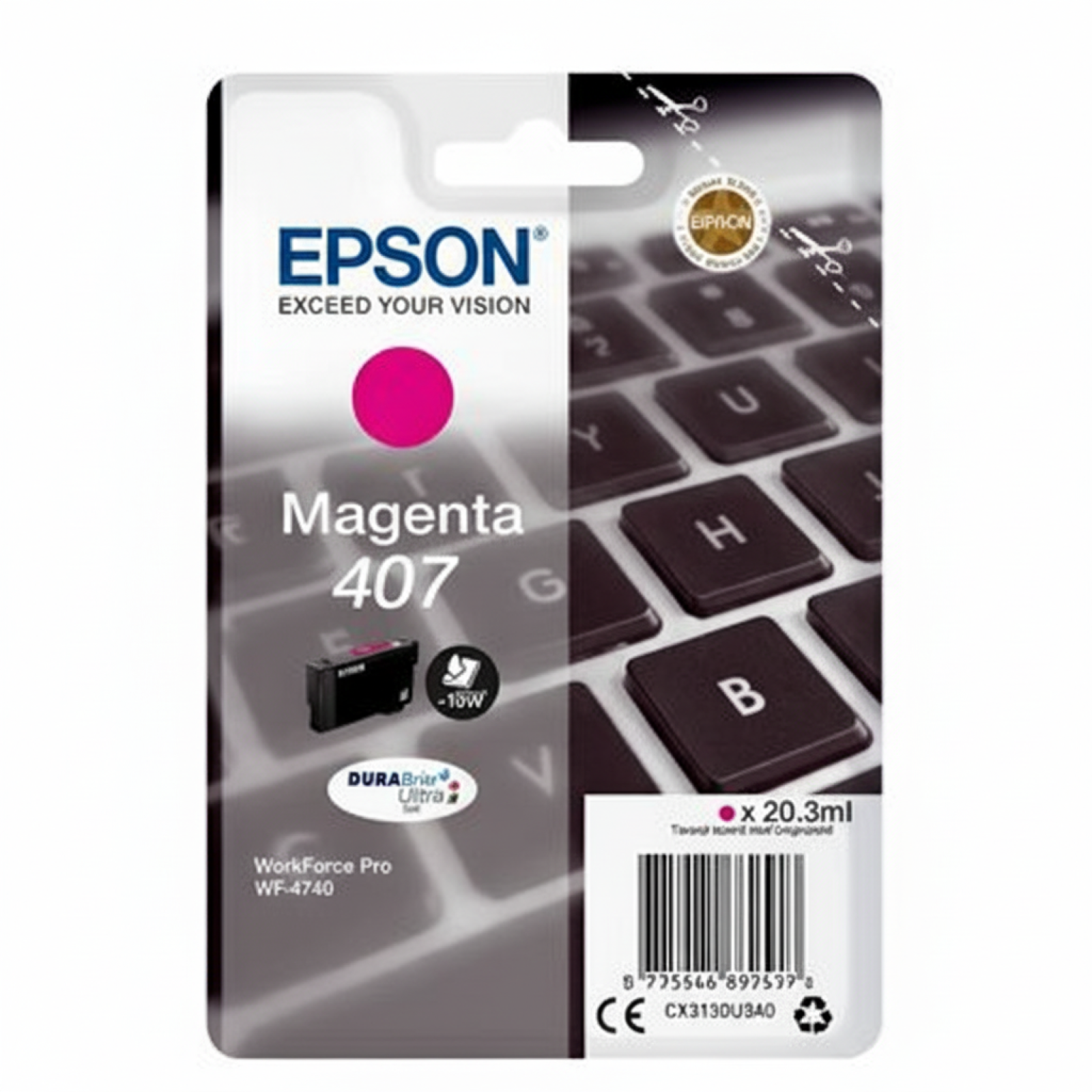 Original OEM Ink Cartridge Epson 407 (T07U3) (Magenta)