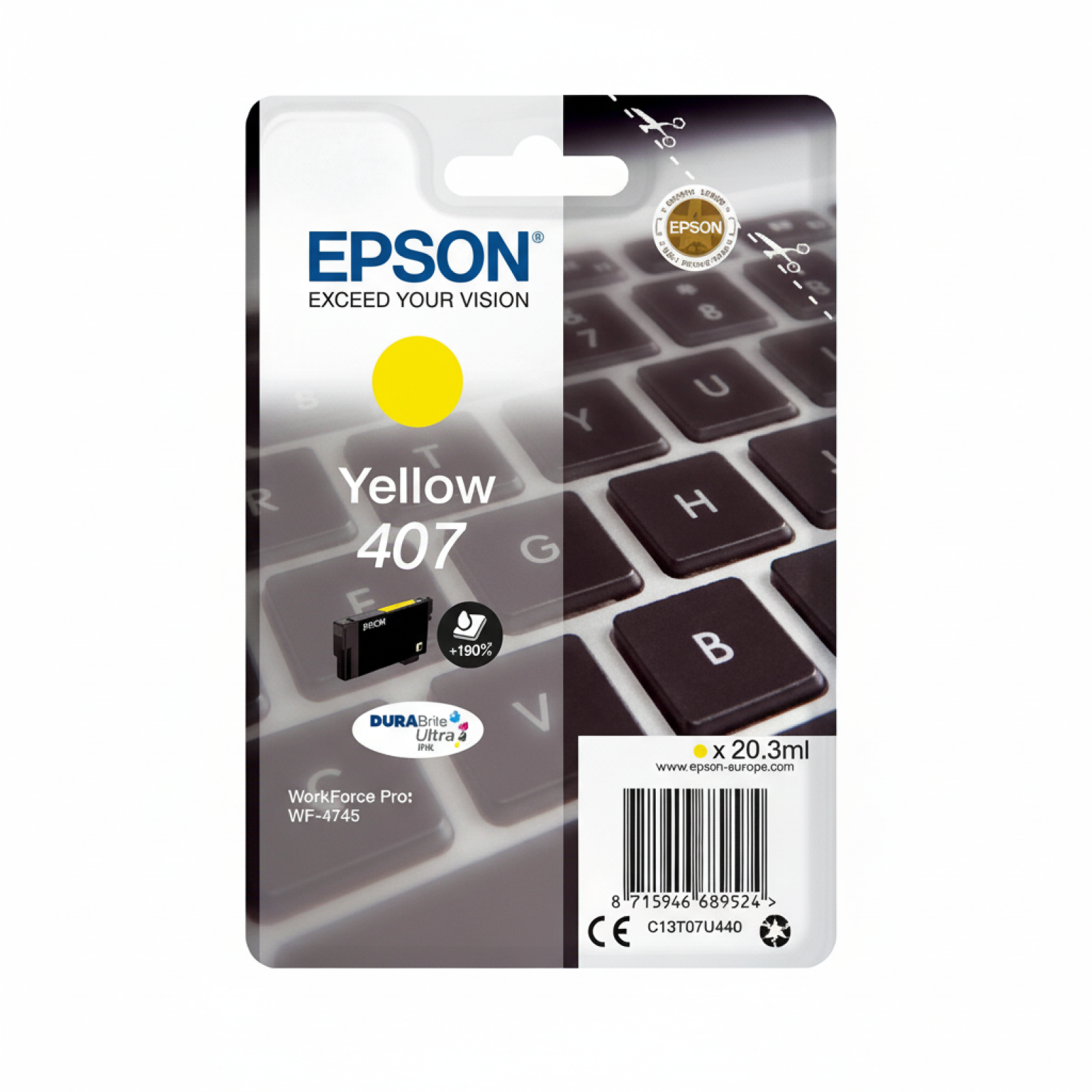 Original OEM Ink Cartridge Epson 407 (T07U4) (Yellow)