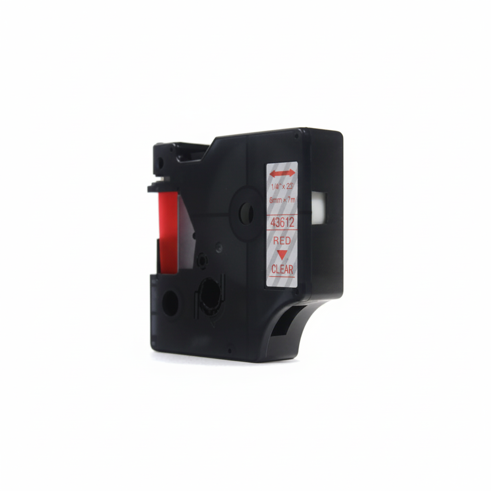 Compatible Tape D1-43612 for DYMO (D1-43612) (Transparent) (6 mm, 7 m, Transparent, Red)