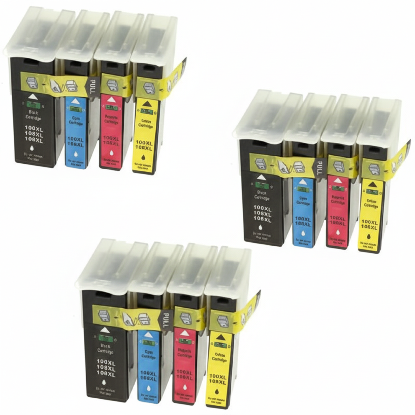 3x Compatible Ink Cartridges 100 XL CMYK for Lexmark (14N1912) (multi pack)