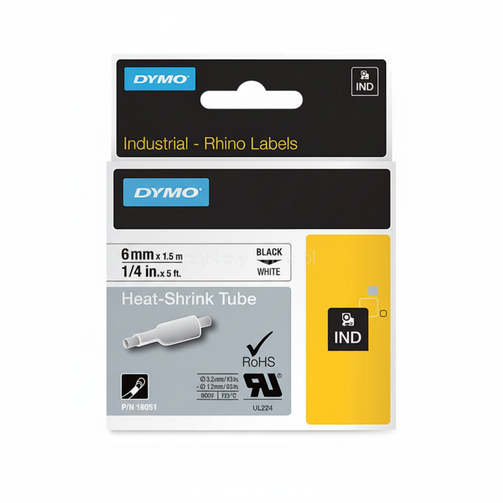 Original OEM Heat Shrink Tube DYMO 18051 (18051) (White) (White, 6 mm, 1,5 m)