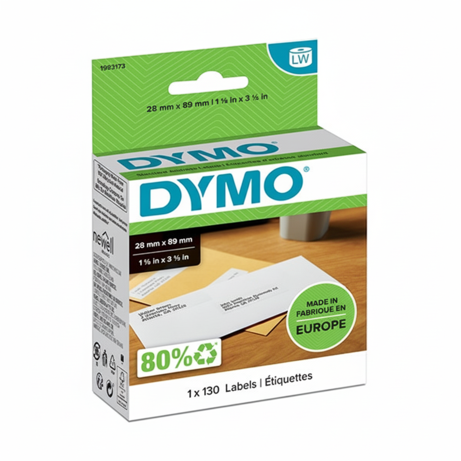 Original OEM Label DYMO LW-1983173 (1983173) (White) (130 pcs, 5,2 mm, 89 mm)