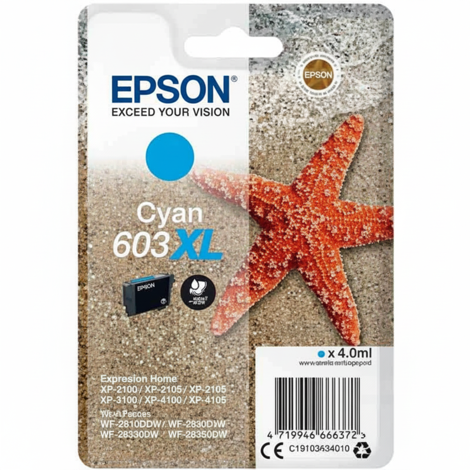 Original OEM Ink Cartridge Epson 603 XL (C13T03A24010) (Cyan)