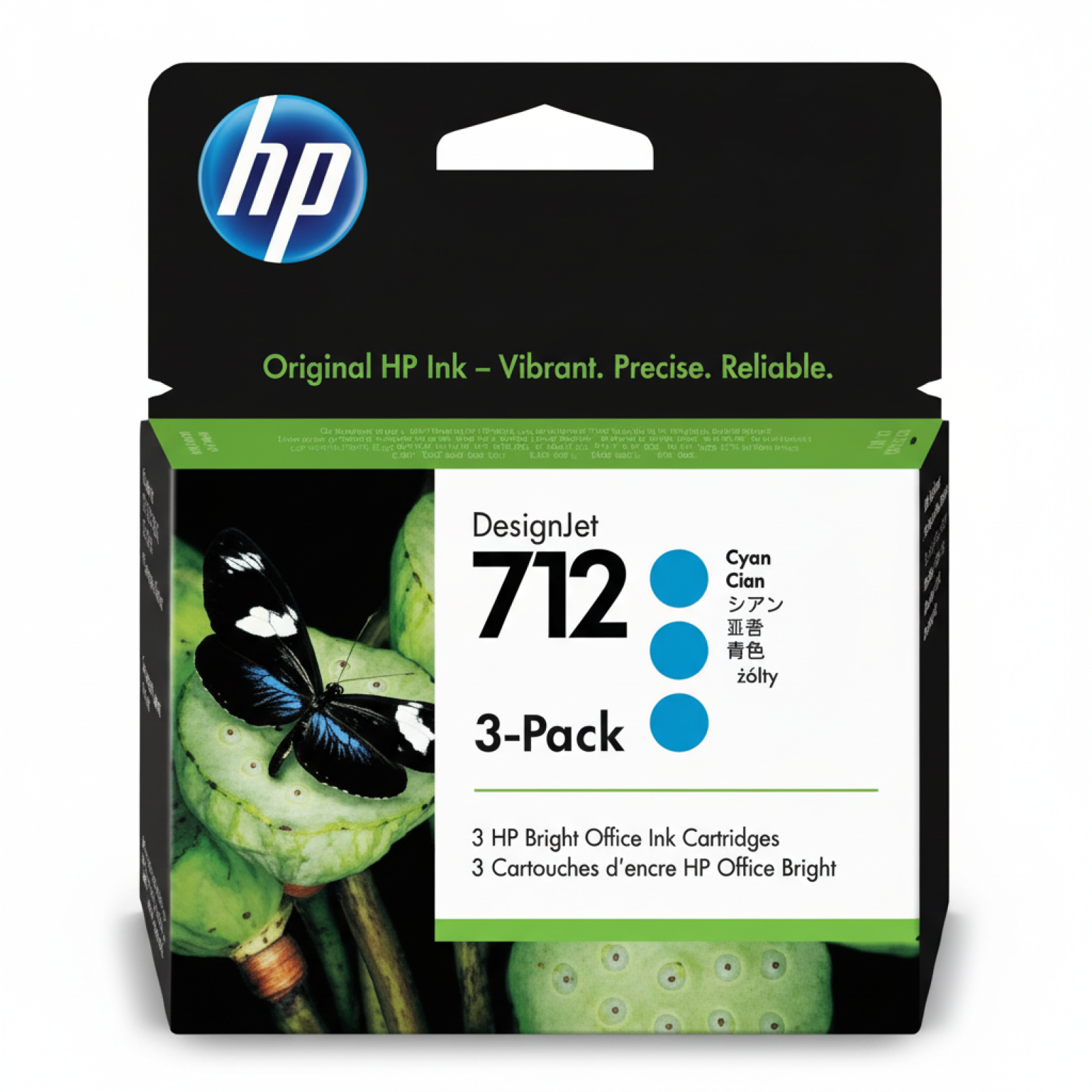 Original OEM Ink Cartridges HP 712 (3ED77A) (Cyan) (3-pack)