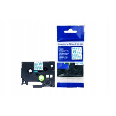 Original OEM Tape Brother TZe-113 (TZe-113) (Transparent) (6 mm, 8 m, Transparent, Blue)