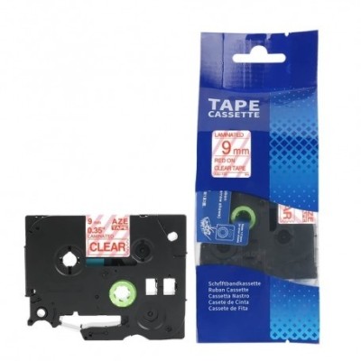 Original OEM Tape Brother TZe-122 (TZe-122) (Transparent) (9 mm, 8 m, Transparent, Red)
