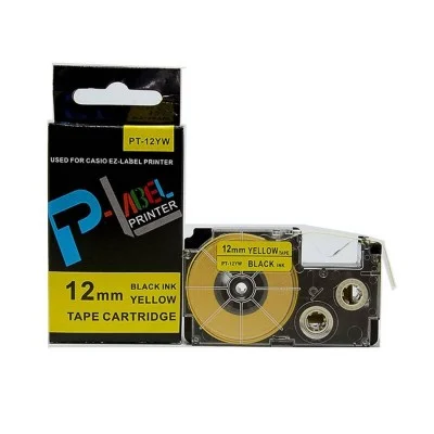 Original OEM Ink Ribbon Casio XR-12YW1 (XR12YW1) (Yellow) (12 mm, 8 m)