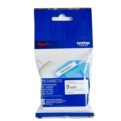 Original OEM Non-Laminated Tape Brother M-K221SBZ (MK221SBZ) (White) (9 mm, 4 m)
