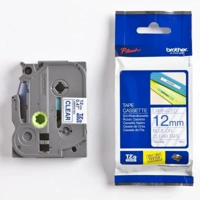 Original OEM Ribbon Brother TZe-133 (TZE133) (Transparent) (12 mm, 8 m, Transparent, Blue)