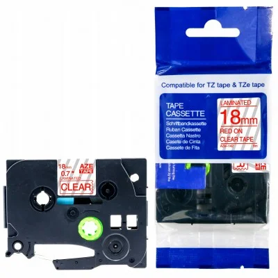 Original OEM Ribbon Brother TZe-142 (TZE142) (Transparent) (18 mm, 8 m, Transparent, Red)