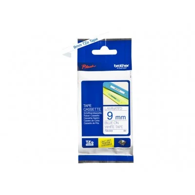 Original OEM Ribbon Brother TZe-223 (TZE223) (White) (9 mm, 8 m, White, Blue)