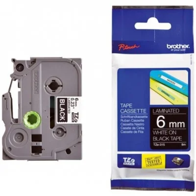 Original OEM Ribbon Brother TZe-315 (TZE315) (Black) (6 mm, 8 m, Black, White)