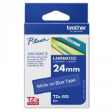 Original OEM Ribbon Brother TZe-555 (TZE555) (Blue) (24 mm, 8 m, Blue, White)