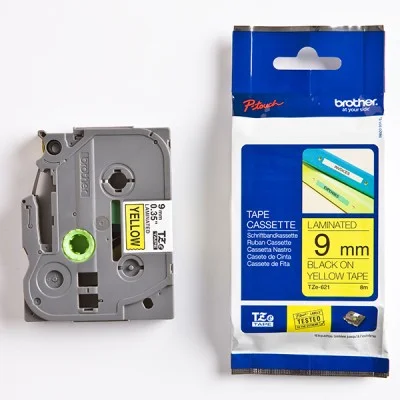 Original OEM Ribbon Brother TZe-621 (TZe621) (Yellow) (9 mm, 9 m)