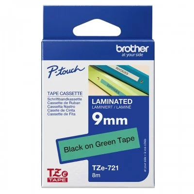 Original OEM Ribbon Brother TZe-721 (TZE721) (Green) (9 mm, 8 m, Green)