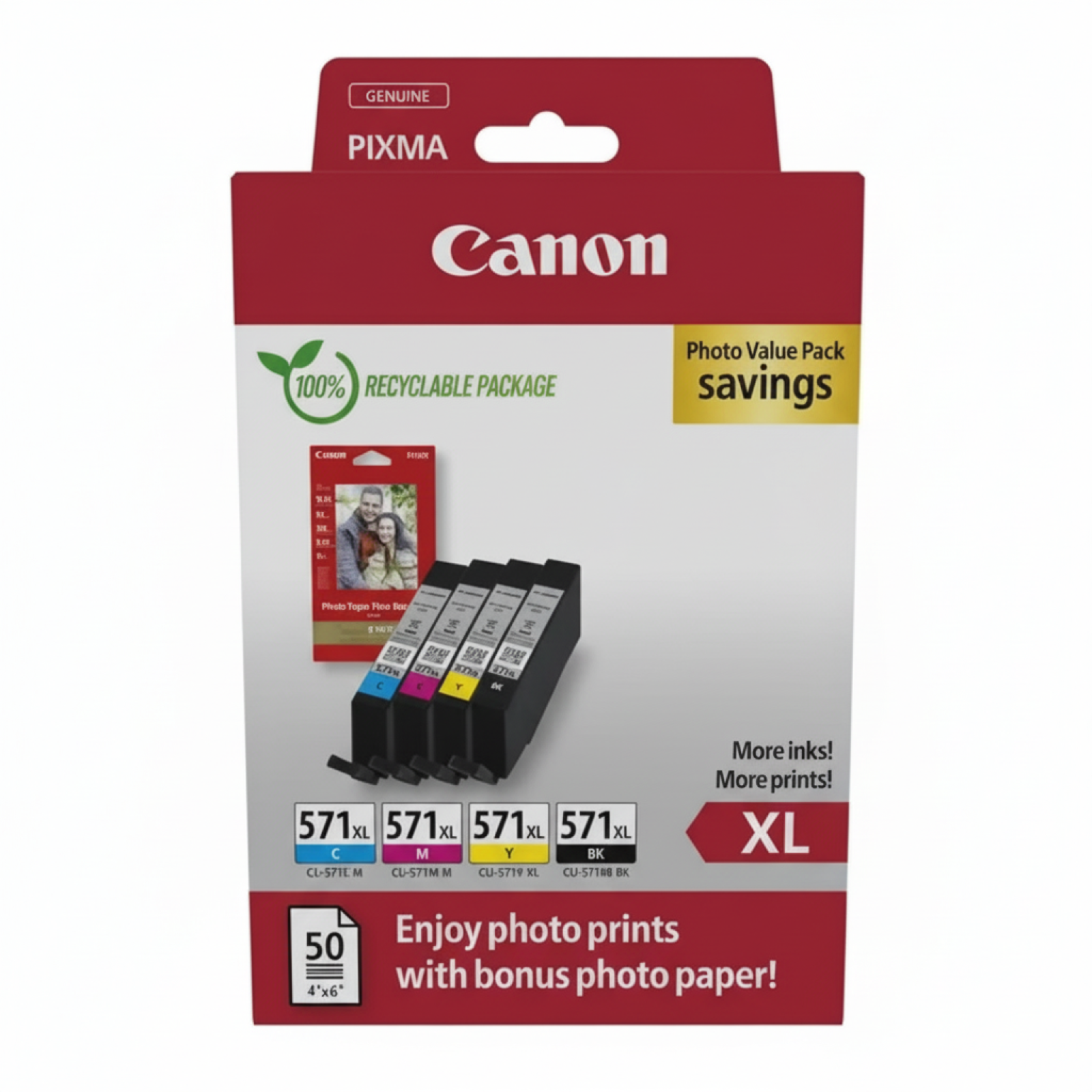 Original OEM Ink Cartridges Canon CLI-571 XL CMYK (0332C006, 0332C005) (multi pack)